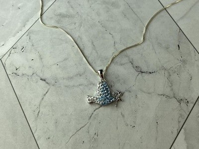 925 Sterling Silver CZ "Bird" Chain With Pendant Italy