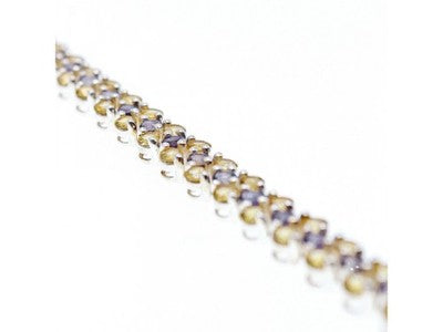 925 Sterling Silver Citrine & Amethyst Bracelet Size 7.5 IN