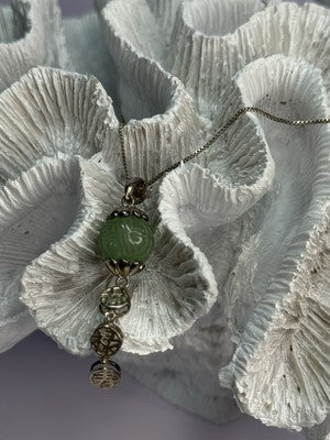 925 Sterling Silver Jadeite Necklace Length 18 Inch