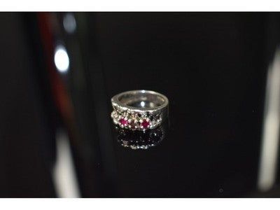 925 Sterling Silver Pink Topaz & Amethyst Ring Size 6.5