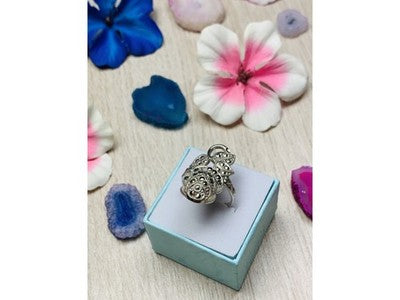 925 Sterling Silver Marcasites Ring Size 7.5