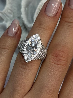 Shiny 925 Sterling Silver CZ Ring Size 6