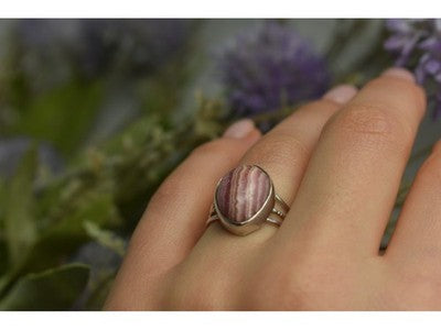 925 Sterling Silver Rhodochrosite Ring Size 7
