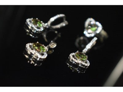 925 Sterling Silver Alpanite & CZ Jewelry SET Turkey