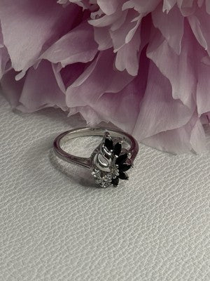925 Sterling Silver Dark Blue & White Sapphire Ring Size 9 ; 7 ; 6.5