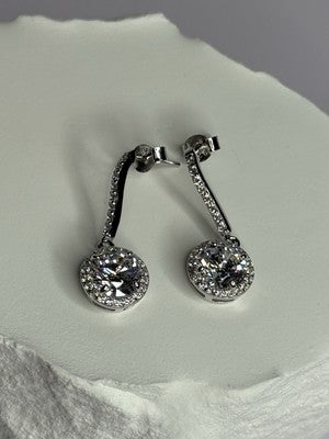 925 Sterling Silver Dream CZ Earrings Length 1.05 Inch