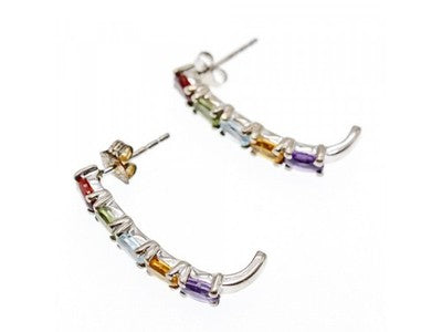 925 Sterling Silver Multi Gemstones Earrings