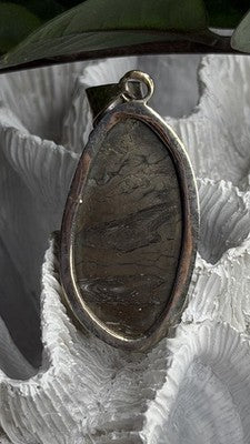 Vintage 925 Sterling Silver Pyritized Ammonite Pendant