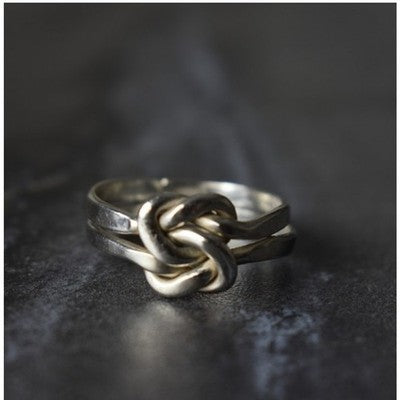 925 Sterling Silver "Knot" Double Ring Size 8