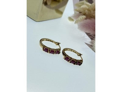 925 Sterling Silver Gold Plated Pink Spinel Earrings