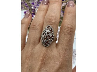 Vintage 925 Sterling Silver Marcasites Ring Size 10.25