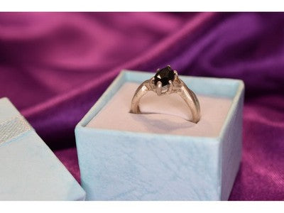 925 Sterling Silver Black Nephrite Ring Size 9