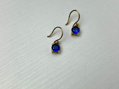 925 Sterling Silver Gold Plated Sapphire Spinel Earrings