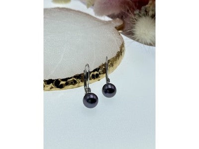14K White Gold Pearls & Diamonds Earrings