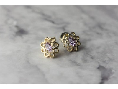 925 Sterling Silver Amethyst Stud Earrings
