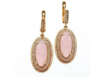 925 Sterling Silver Gold Plated Pink Alpanite & CZ Set