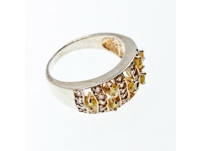 925 Sterling Silver Citrine & Quartz Ring Size 8.5