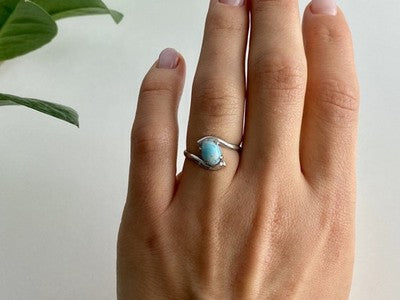 Vintage 925 Sterling Silver Larimar Ring Size 6.5