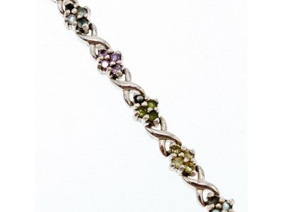 925 Sterling Silver Multi Gemstones Bracelet
