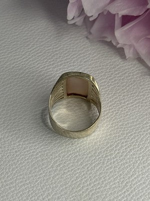 925 Sterling Silver Pink Abalone Ring Size 7.5