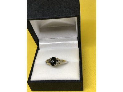 925 Sterling Silver Black Nephrite ( Jade ) Ring Size 9