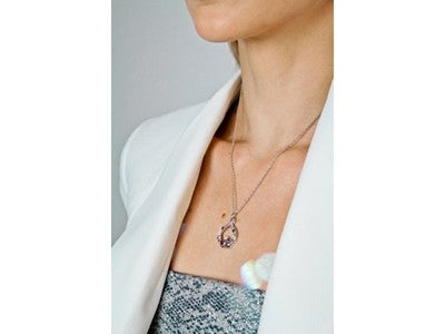 925 Sterling Silver Alexandrite, Rubellite & Sapphire Chain With Pendant