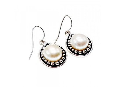 Vintage 925 Sterling Silver Pearls Earrings