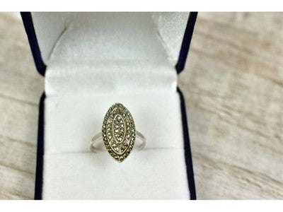 925 Sterling Silver Marcasites Ring Size 6.5