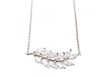 925 Sterling Silver CZ "Leaf" Necklace