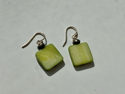 925 Sterling Silver Green Agate Earrings