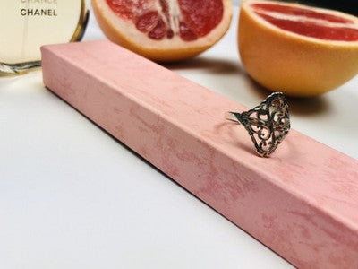 925 Sterling Silver Openwork Ring Size 8