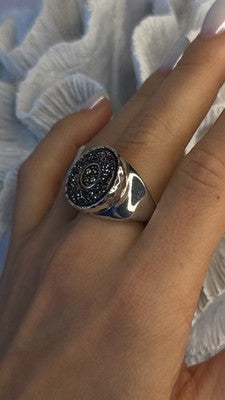 Michael Dawkins Starry Night 925 Sterling Silver Black Druzy Quartz Ring Size 9