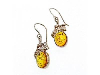Vintage 925 Sterling Silver Amber Earrings
