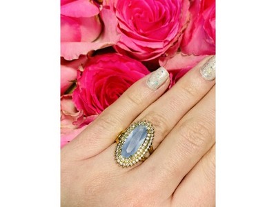925 Sterling Silver Blue Alpanite Ring Size 10.25