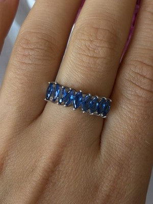 925 Sterling Silver Sapphire Ring Size 8