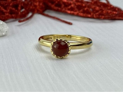 925 Sterling Silver Gold Plated Pyrope Garnet Ring Size 9.5