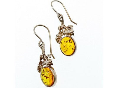 Vintage 925 Sterling Silver Amber Earrings