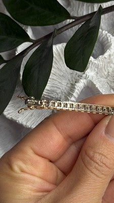 Shiny 925 Sterling Silver Gold Plated Cz Bracelet 7.5
