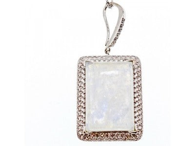 925 Sterling Silver Moonstone & CZ Chain With Pendant