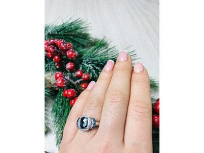 925 Sterling Silver Aquamarines Ring Size 7