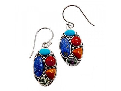 925 Sterling Silver Multicolor Jasper Earrings