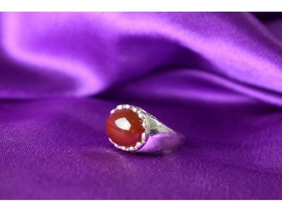 925 Sterling Silver Carnelian Ring Size 6.5