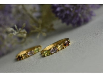 925 Sterling Silver Gold Plated Multi Gemstones Earrings