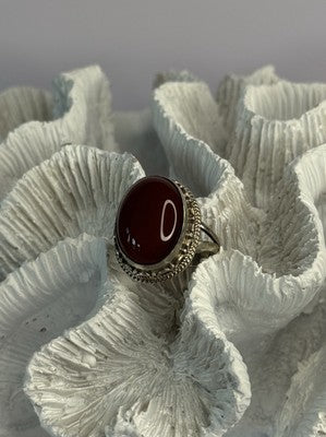 Vintage 925 Sterling Silver Agate Ring Size 8