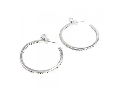 925 Sterling Silver CZ Hoop Earrings