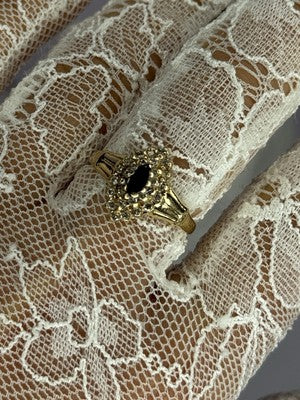 14K Yellow Gold Sapphire & Diamonds Ring Size 9