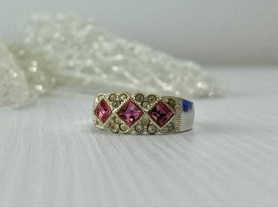 925 Sterling Silver Pink & White CZ Ring Size 5.5