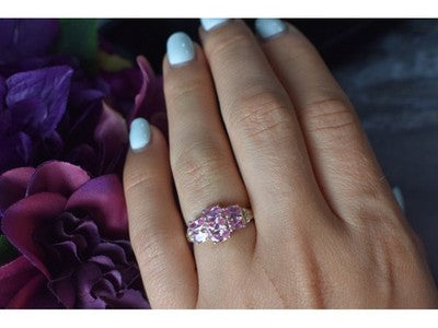 925 Sterling Silver Pink CZ Ring Size 6.5