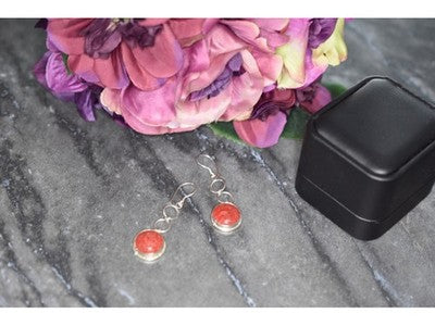 925 Sterling Silver Red Jasper Earrings