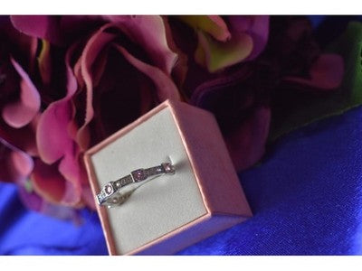 925 Sterling Silver Pink & White CZ Ring Size 10.25